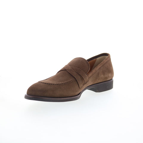 Di Bianco SC546 Mens Brown Suede Slip On Loafers & Slip Ons Penny Shoes