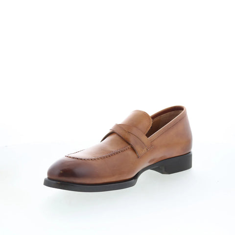 Di Bianco SC546 Mens Brown Leather Slip On Loafers & Slip Ons Penny Shoes