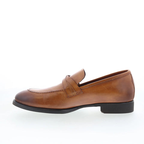 Di Bianco SC546 Mens Brown Leather Slip On Loafers & Slip Ons Penny Shoes