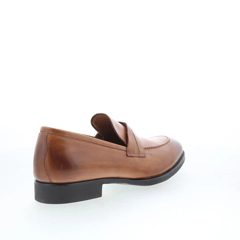 Di Bianco SC546 Mens Brown Leather Slip On Loafers & Slip Ons Penny Shoes