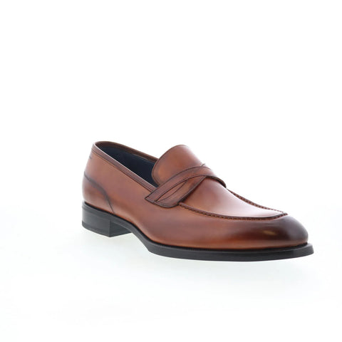 Di Bianco SC546 Mens Brown Leather Slip On Loafers & Slip Ons Penny Shoes