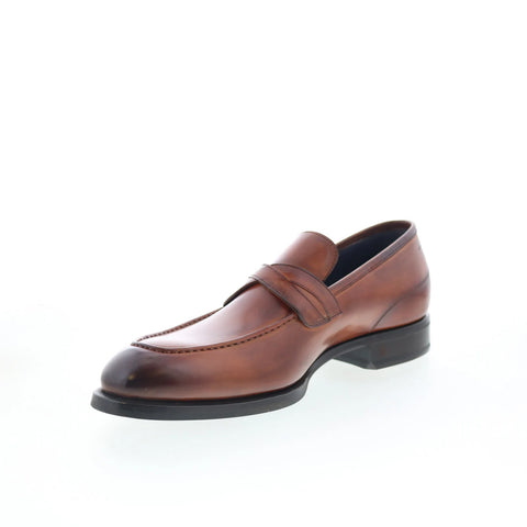Di Bianco SC546 Mens Brown Leather Slip On Loafers & Slip Ons Penny Shoes