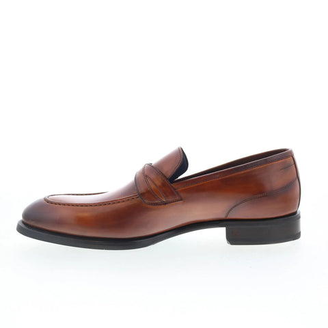 Di Bianco SC546 Mens Brown Leather Slip On Loafers & Slip Ons Penny Shoes