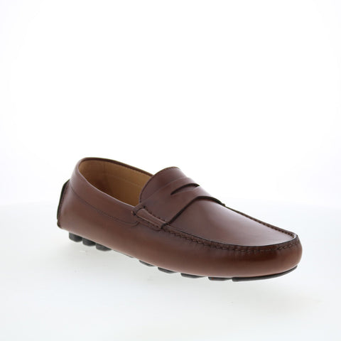 Di Bianco SD601 Mens Brown Leather Slip On Loafers & Slip Ons Moccasin Shoes