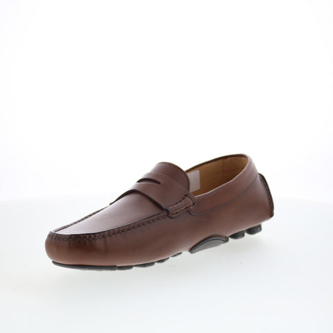 Di Bianco SD601 Mens Brown Leather Slip On Loafers & Slip Ons Moccasin Shoes