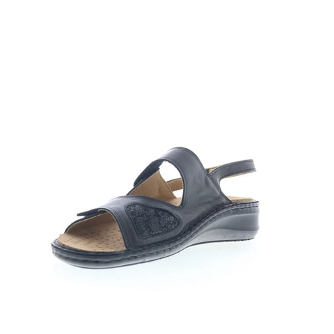 Grunland Dami SE0207-68 Womens Black Leather Strap Slingback Sandals Shoes