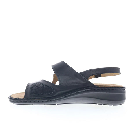 Grunland Dami SE0207-68 Womens Black Leather Strap Slingback Sandals Shoes
