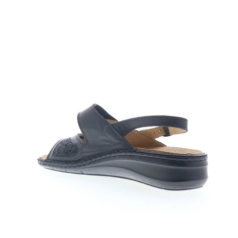 Grunland Dami SE0207-68 Womens Black Leather Strap Slingback Sandals Shoes