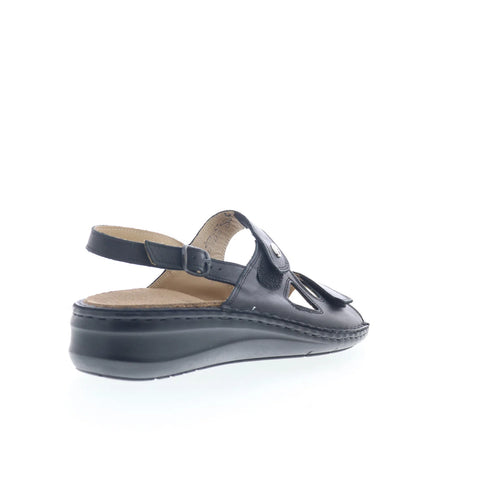 Grunland Dami SE0207-68 Womens Black Leather Strap Slingback Sandals Shoes