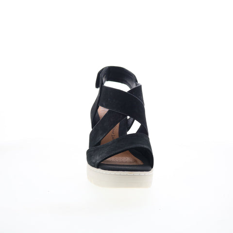 Sofft Uxley SF0081301 Womens Black Leather Wedges Sandals Shoes