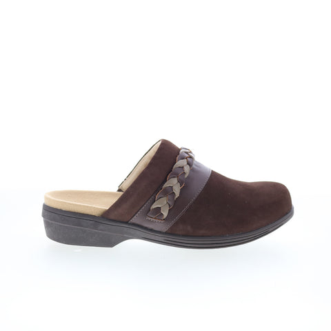 Spenco Topanga Clog SP1097FFR Womens Brown Wide Suede Clog Flats Shoes