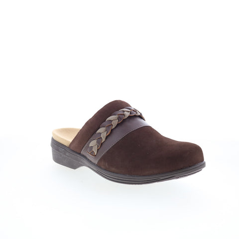 Spenco Topanga Clog SP1097FFR Womens Brown Suede Clog Flats Shoes