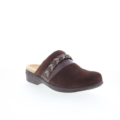 Spenco Topanga Clog SP1097FFR Womens Brown Wide Suede Clog Flats Shoes