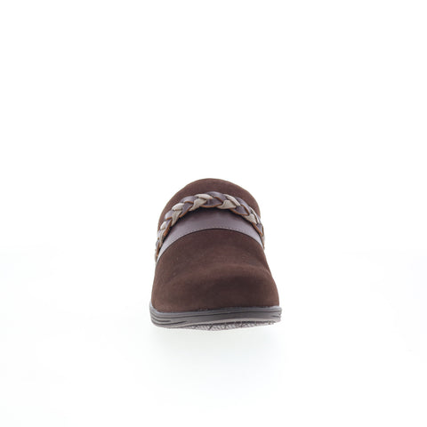 Spenco Topanga Clog SP1097FFR Womens Brown Wide Suede Clog Flats Shoes