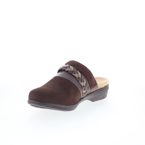 Spenco Topanga Clog SP1097FFR Womens Brown Suede Clog Flats Shoes