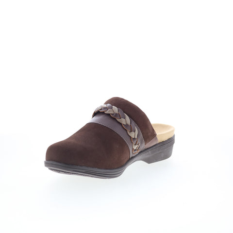 Spenco Topanga Clog SP1097FFR Womens Brown Wide Suede Clog Flats Shoes