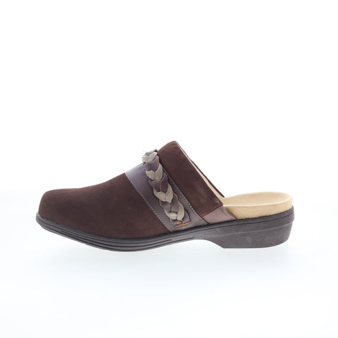 Spenco Topanga Clog SP1097FFR Womens Brown Wide Suede Clog Flats Shoes