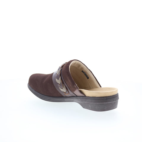 Spenco Topanga Clog SP1097FFR Womens Brown Wide Suede Clog Flats Shoes