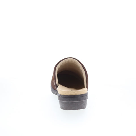 Spenco Topanga Clog SP1097FFR Womens Brown Wide Suede Clog Flats Shoes