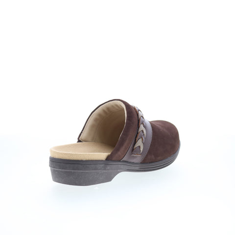 Spenco Topanga Clog SP1097FFR Womens Brown Wide Suede Clog Flats Shoes