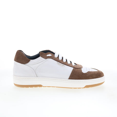Di Bianco Saloninus Mens White Leather Lace Up Lifestyle Sneakers Shoes