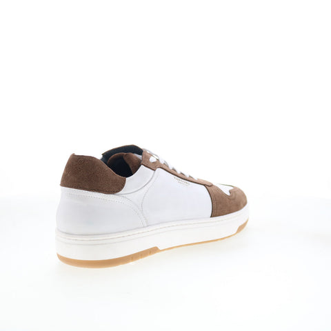Di Bianco Saloninus Mens White Leather Lace Up Lifestyle Sneakers Shoes