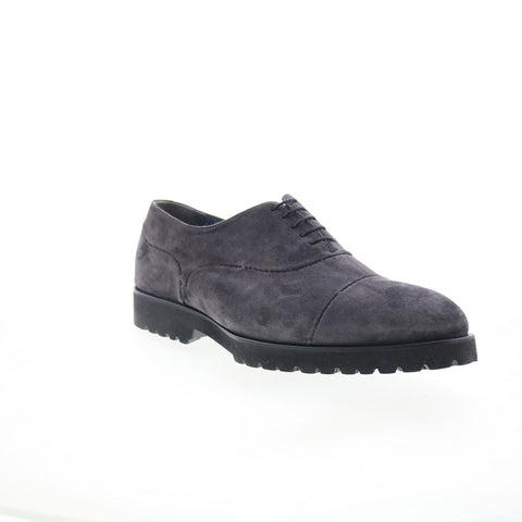 Di Bianco Scala Mens Gray Suede Oxfords & Lace Ups Cap Toe Shoes