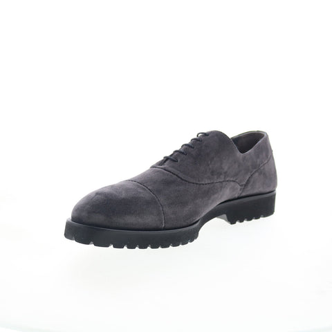Di Bianco Scala Mens Gray Suede Oxfords & Lace Ups Cap Toe Shoes