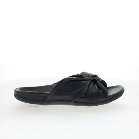 Strive Sicily Womens Black Leather Slip On Slides Sandals Shoes