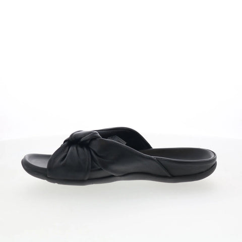 Strive Sicily Womens Black Leather Slip On Slides Sandals Shoes