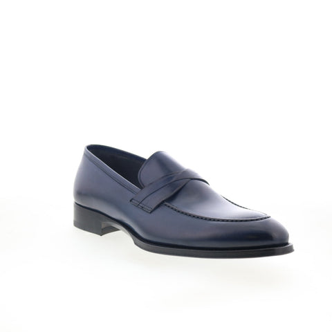 Di Bianco Siena Mens Blue Leather Slip On Loafers & Slip Ons Penny Shoes
