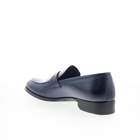 Di Bianco Siena Mens Blue Leather Slip On Loafers & Slip Ons Penny Shoes