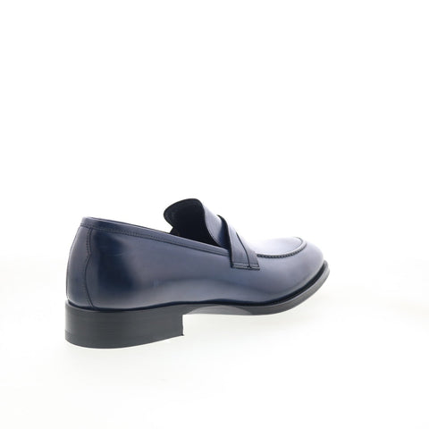 Di Bianco Siena Mens Blue Leather Slip On Loafers & Slip Ons Penny Shoes