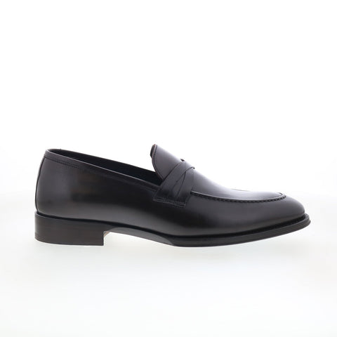 Di Bianco Siena Mens Black Leather Slip On Loafers & Slip Ons Penny Shoes