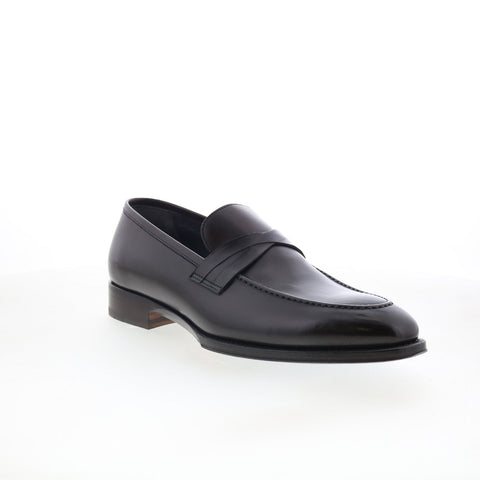 Di Bianco Siena Mens Black Leather Slip On Loafers & Slip Ons Penny Shoes