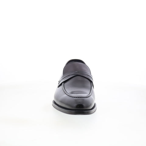 Di Bianco Siena Mens Black Leather Slip On Loafers & Slip Ons Penny Shoes