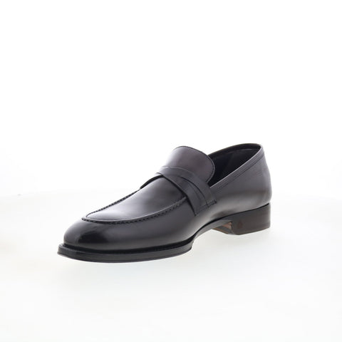 Di Bianco Siena Mens Black Leather Slip On Loafers & Slip Ons Penny Shoes
