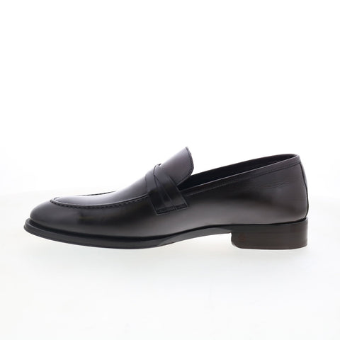 Di Bianco Siena Mens Black Leather Slip On Loafers & Slip Ons Penny Shoes
