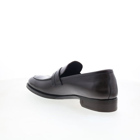 Di Bianco Siena Mens Black Leather Slip On Loafers & Slip Ons Penny Shoes