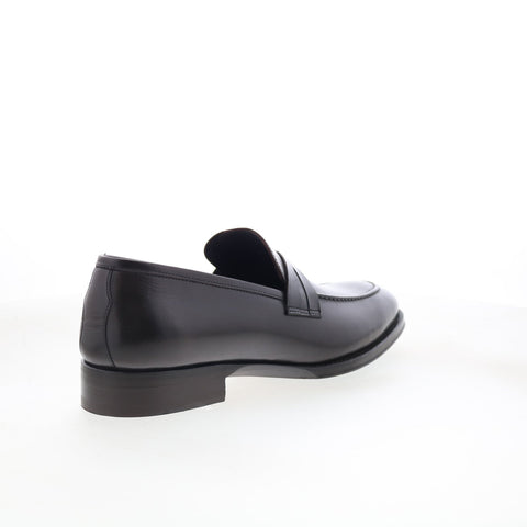 Di Bianco Siena Mens Black Leather Slip On Loafers & Slip Ons Penny Shoes