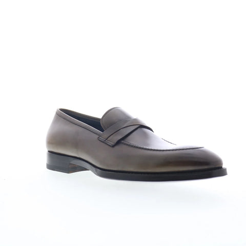 Di Bianco Siena Mens Gray Leather Slip On Loafers & Slip Ons Penny Shoes