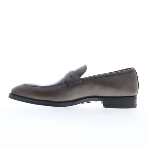 Di Bianco Siena Mens Gray Leather Slip On Loafers & Slip Ons Penny Shoes
