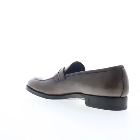 Di Bianco Siena Mens Gray Leather Slip On Loafers & Slip Ons Penny Shoes