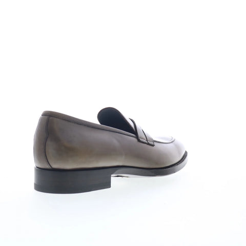 Di Bianco Siena Mens Gray Leather Slip On Loafers & Slip Ons Penny Shoes