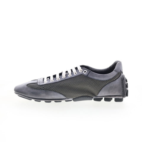Di Bianco Silverstone Mens Gray Leather Lace Up Lifestyle Sneakers Shoes