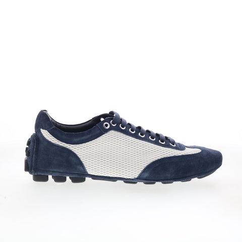 Di Bianco Silverstone Mens Blue Suede Lace Up Lifestyle Sneakers Shoes