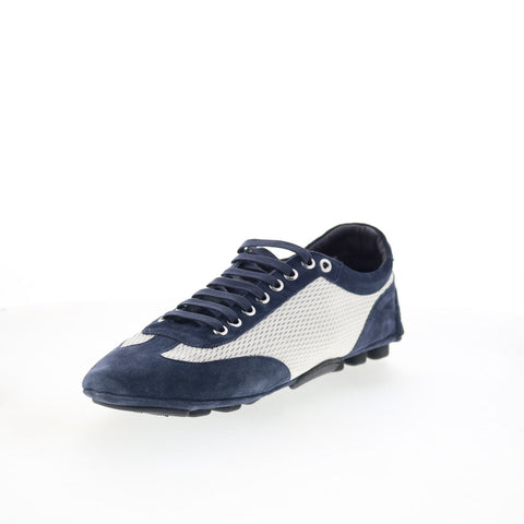 Di Bianco Silverstone Mens Blue Suede Lace Up Lifestyle Sneakers Shoes
