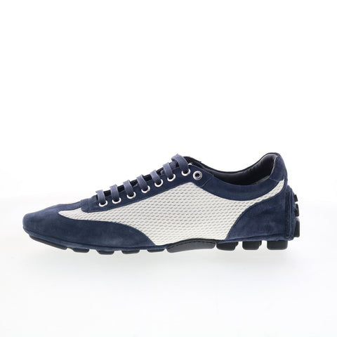 Di Bianco Silverstone Mens Blue Suede Lace Up Lifestyle Sneakers Shoes