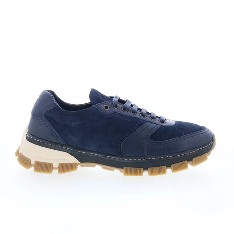 Di Bianco Sondrio Mens Blue Suede Lace Up Lifestyle Sneakers Shoes