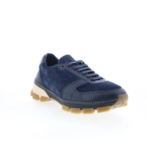 Di Bianco Sondrio Mens Blue Suede Lace Up Lifestyle Sneakers Shoes
